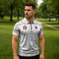 Custom World Football 2026 Turkey Zipper Polo Shirt Crescent Stars Ottoman Baroque White Version
