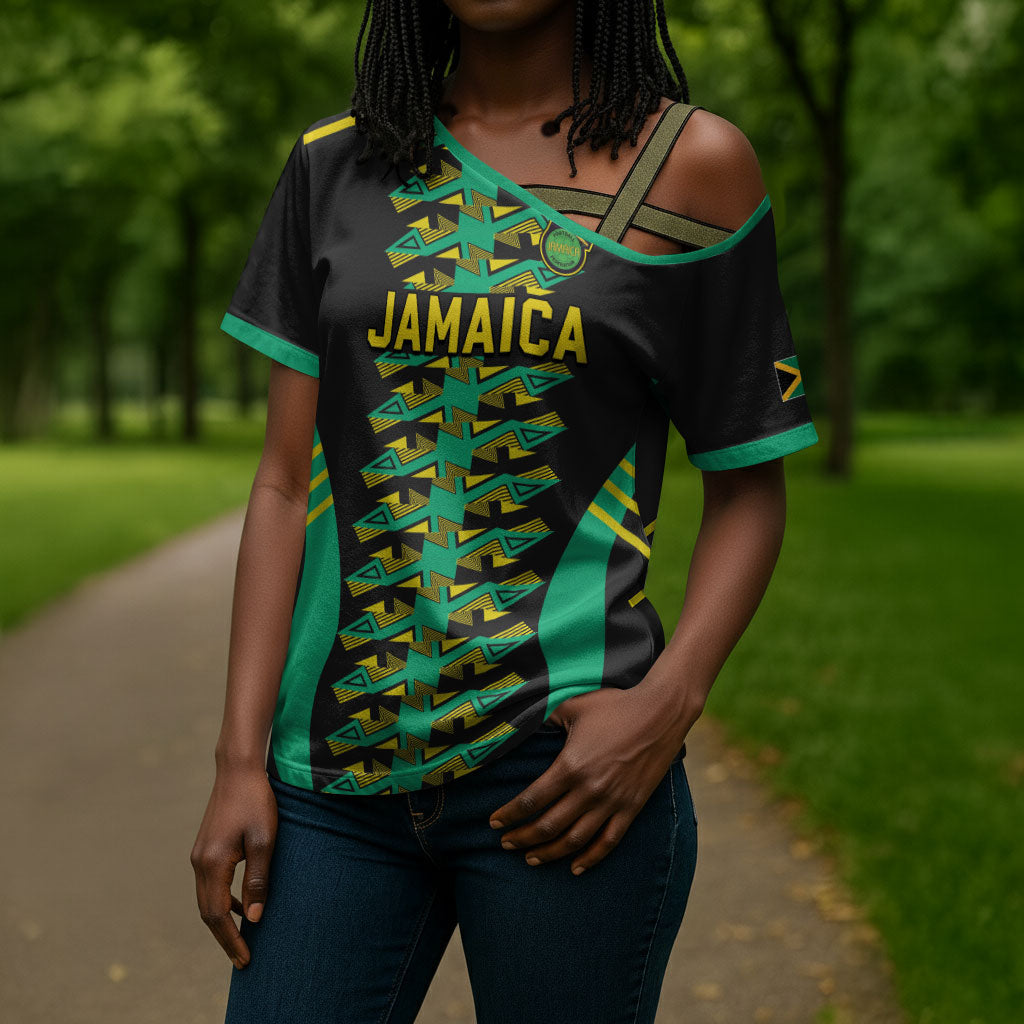 Custom Afro-Jamaicans Football Cross Shoulder Shirt Reggae Boyz Tribal Glory