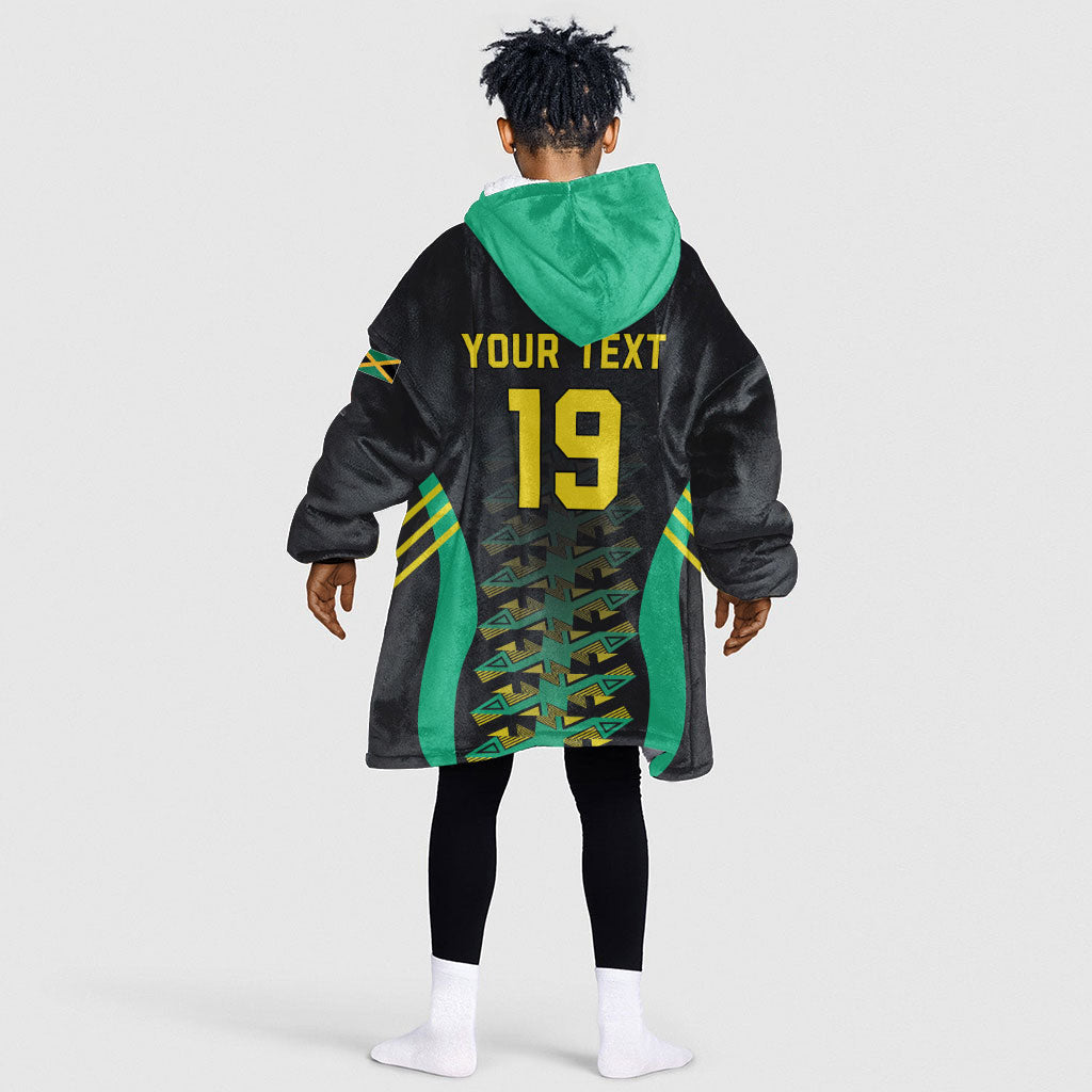 Custom Afro-Jamaicans Football Kid Wearable Blanket Hoodie Reggae Boyz Tribal Glory