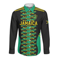 Custom Afro-Jamaicans Football Long Sleeve Button Shirt Reggae Boyz Tribal Glory