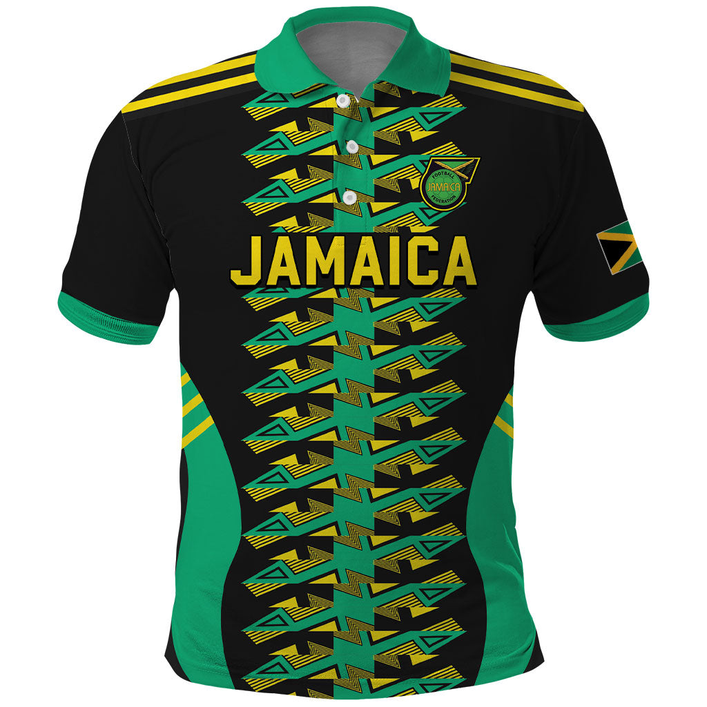 Custom Afro-Jamaicans Football Polo Shirt Reggae Boyz Tribal Glory