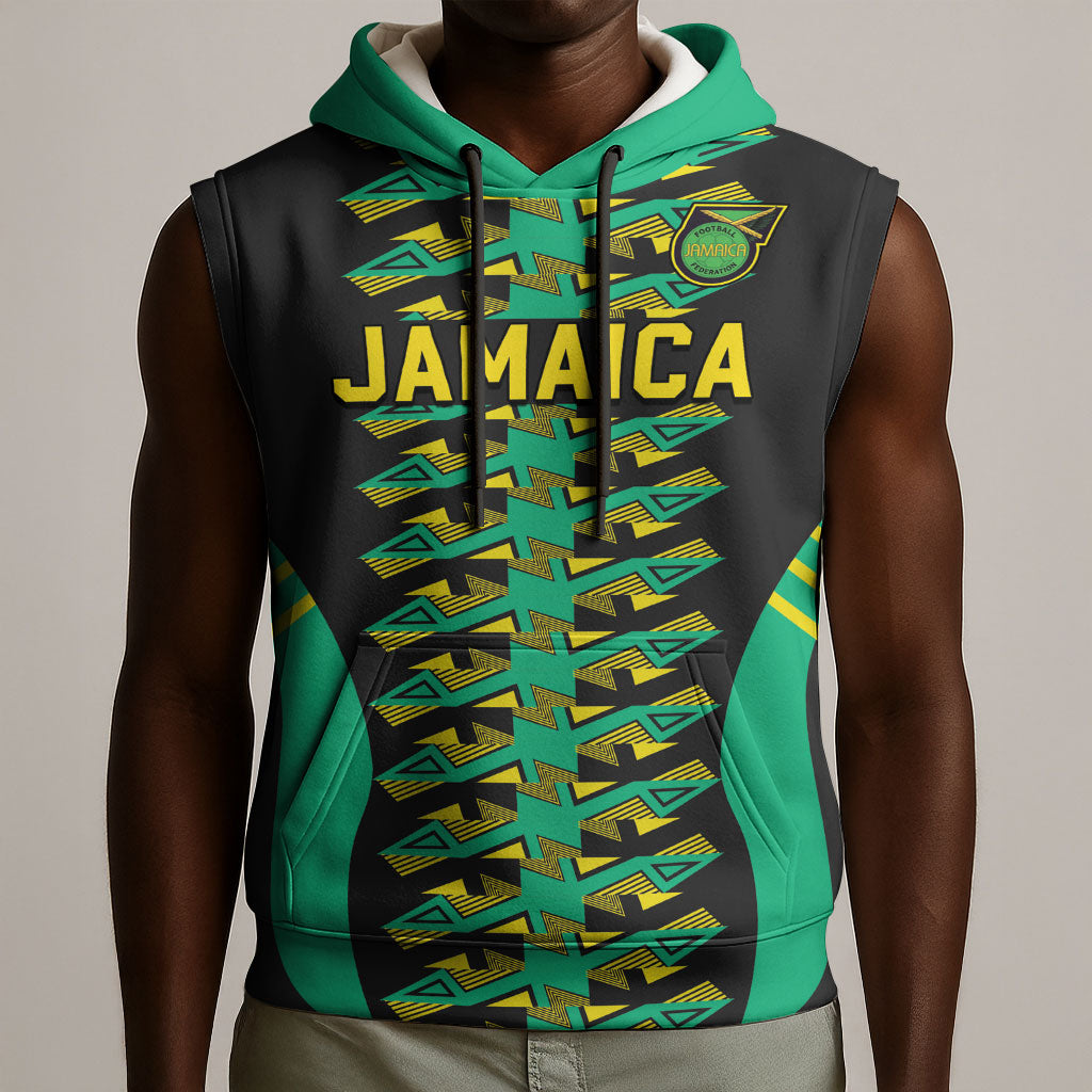 Custom Afro-Jamaicans Football Sleeveless Hoodie Reggae Boyz Tribal Glory