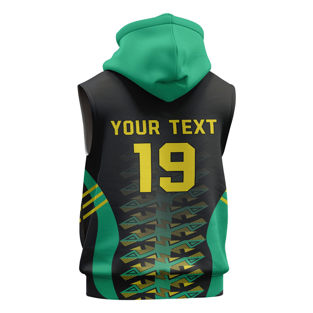 Custom Afro-Jamaicans Football Sleeveless Zip Hoodie Reggae Boyz Tribal Glory