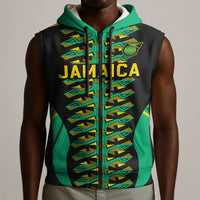 Custom Afro-Jamaicans Football Sleeveless Zip Hoodie Reggae Boyz Tribal Glory