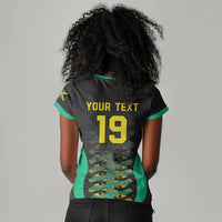 Custom Afro-Jamaicans Football Women V-Neck T-Shirt Reggae Boyz Tribal Glory
