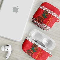 Personalized Romania Christmas AirPods Case Romanian Carpet The Goat Dance - Wonder Print Shop