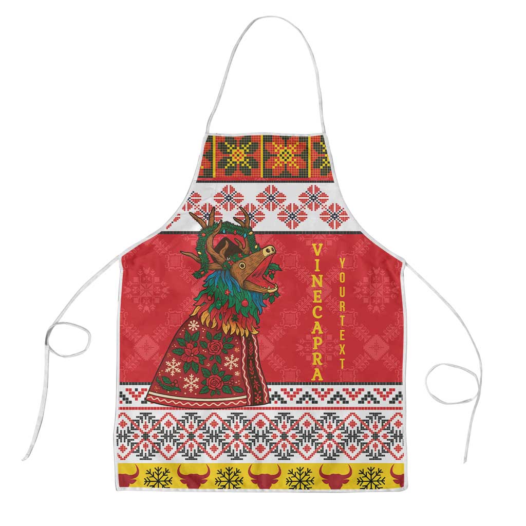 Personalized Romania Christmas Apron Romanian Carpet The Goat Dance - Wonder Print Shop