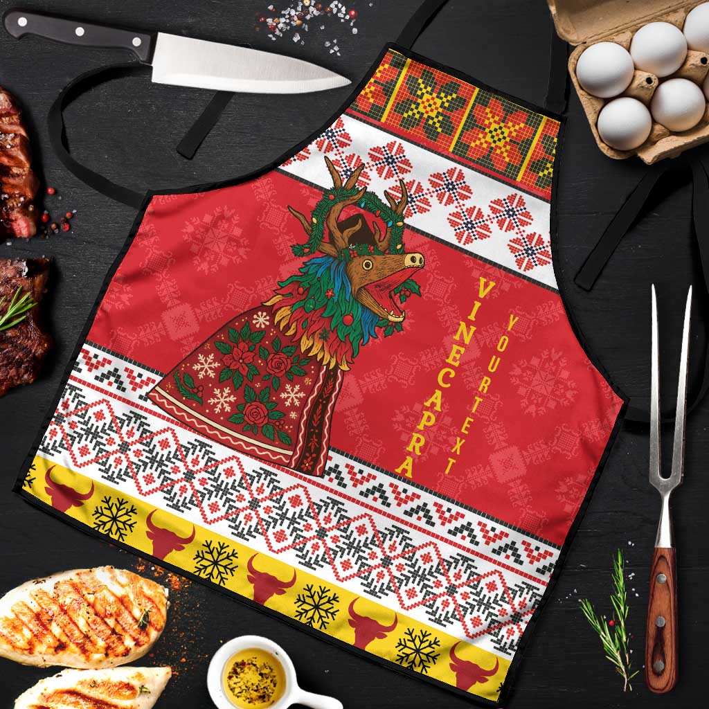 Personalized Romania Christmas Apron Romanian Carpet The Goat Dance - Wonder Print Shop