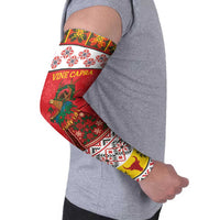 Personalized Romania Christmas Arm Sleeves Romanian Carpet The Goat Dance - Wonder Print Shop