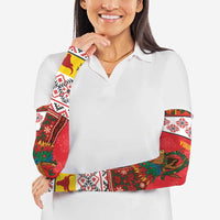 Personalized Romania Christmas Arm Sleeves Romanian Carpet The Goat Dance - Wonder Print Shop