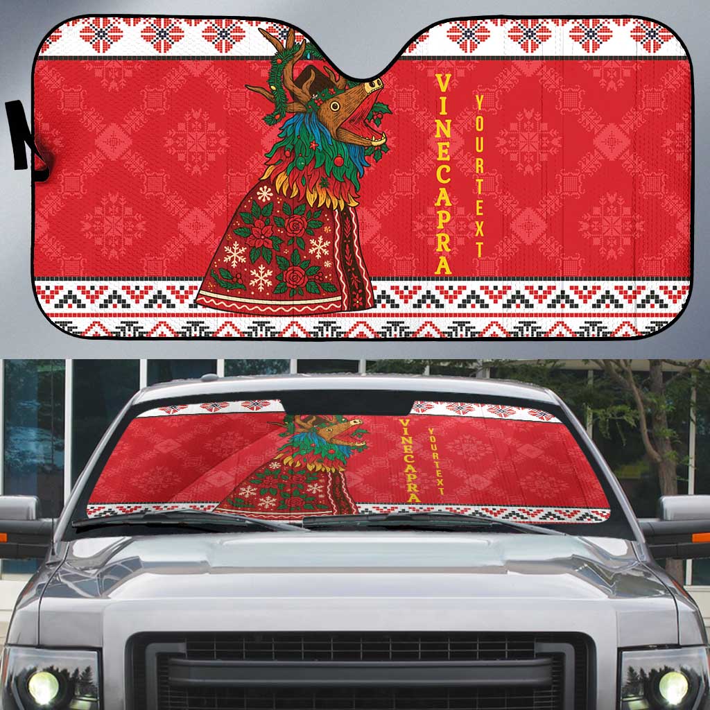 Personalized Romania Christmas Auto Sun Shade Romanian Carpet The Goat Dance - Wonder Print Shop