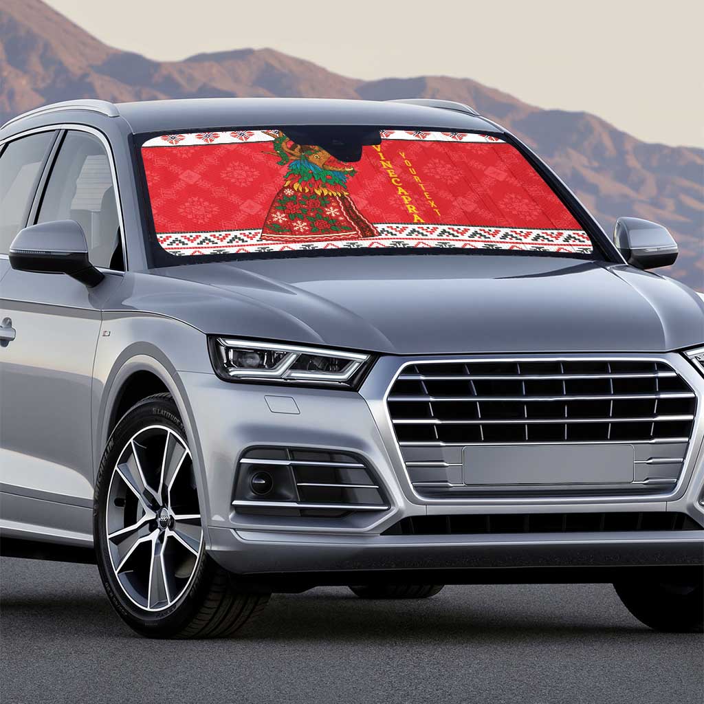 Personalized Romania Christmas Auto Sun Shade Romanian Carpet The Goat Dance - Wonder Print Shop