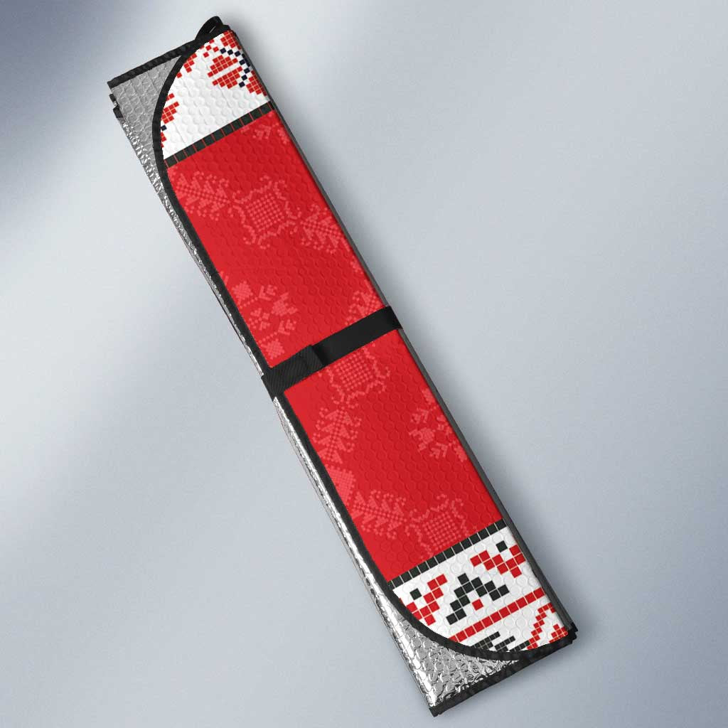 Personalized Romania Christmas Auto Sun Shade Romanian Carpet The Goat Dance - Wonder Print Shop