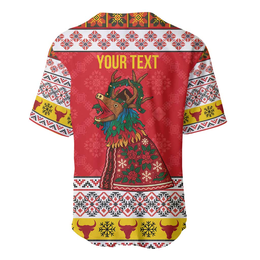 Personalized Romania Christmas Baseball Jersey Romanian Carpet The Goat Dance - Wonder Print Shop