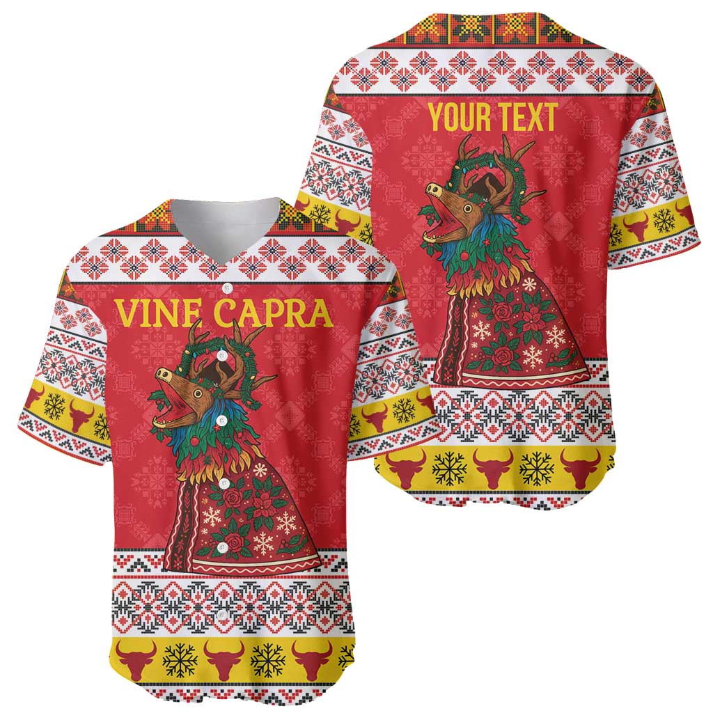 Personalized Romania Christmas Baseball Jersey Romanian Carpet The Goat Dance - Wonder Print Shop
