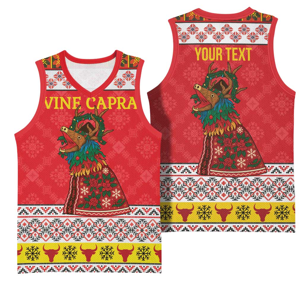 Personalized Romania Christmas Basketball Jersey Romanian Carpet The Goat Dance - Wonder Print Shop