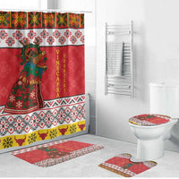 Personalized Romania Christmas Bathroom Set Romanian Carpet The Goat Dance - Wonder Print Shop