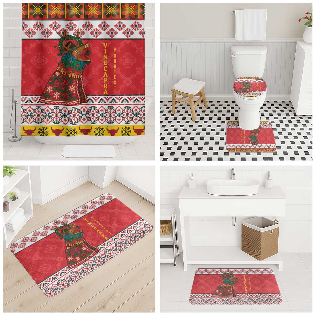 Personalized Romania Christmas Bathroom Set Romanian Carpet The Goat Dance - Wonder Print Shop