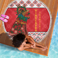 Personalized Romania Christmas Beach Blanket Romanian Carpet The Goat Dance - Wonder Print Shop