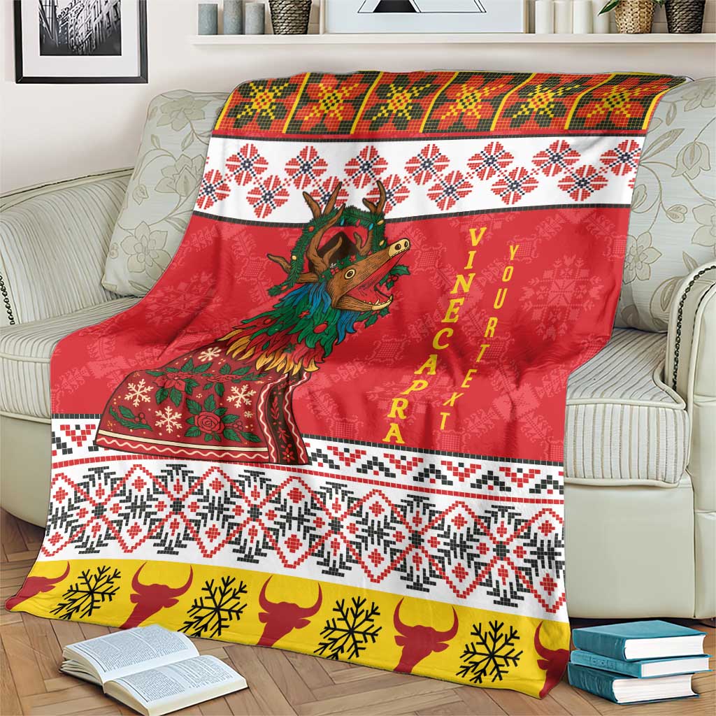 Personalized Romania Christmas Blanket Romanian Carpet The Goat Dance - Wonder Print Shop