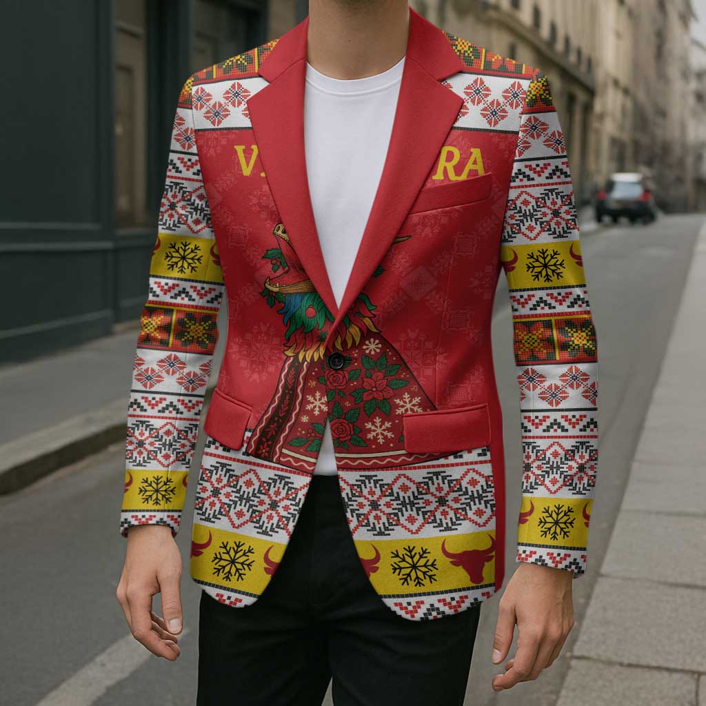 Personalized Romania Christmas Blazer Romanian Carpet The Goat Dance - Wonder Print Shop