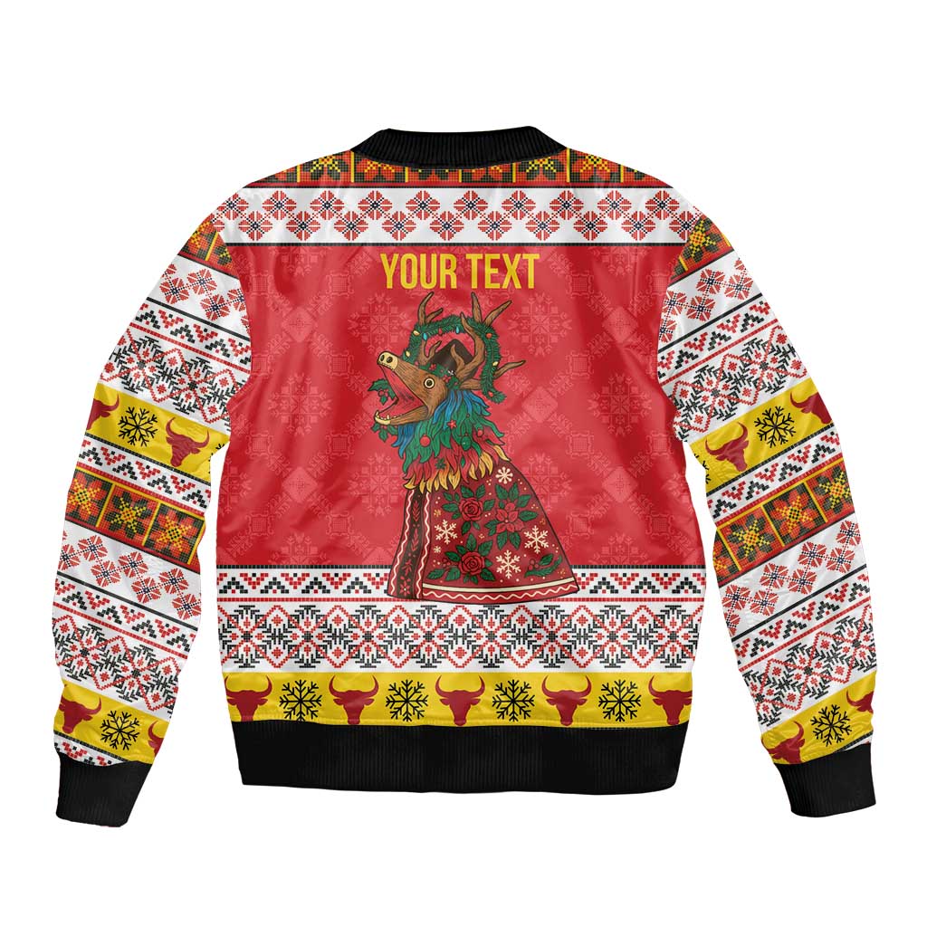 Personalized Romania Christmas Bomber Jacket Romanian Carpet The Goat Dance - Wonder Print Shop