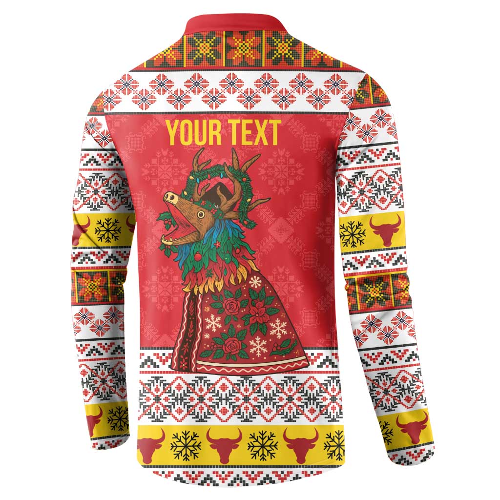 Personalized Romania Christmas Button Sweatshirt Romanian Carpet The Goat Dance - Wonder Print Shop