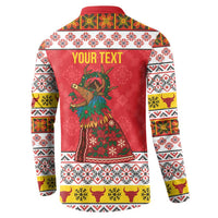 Personalized Romania Christmas Button Sweatshirt Romanian Carpet The Goat Dance - Wonder Print Shop