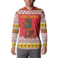 Personalized Romania Christmas Button Sweatshirt Romanian Carpet The Goat Dance - Wonder Print Shop