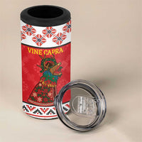 Personalized Romania Christmas 4 in 1 Can Cooler Tumbler Romanian Carpet The Goat Dance - Wonder Print Shop