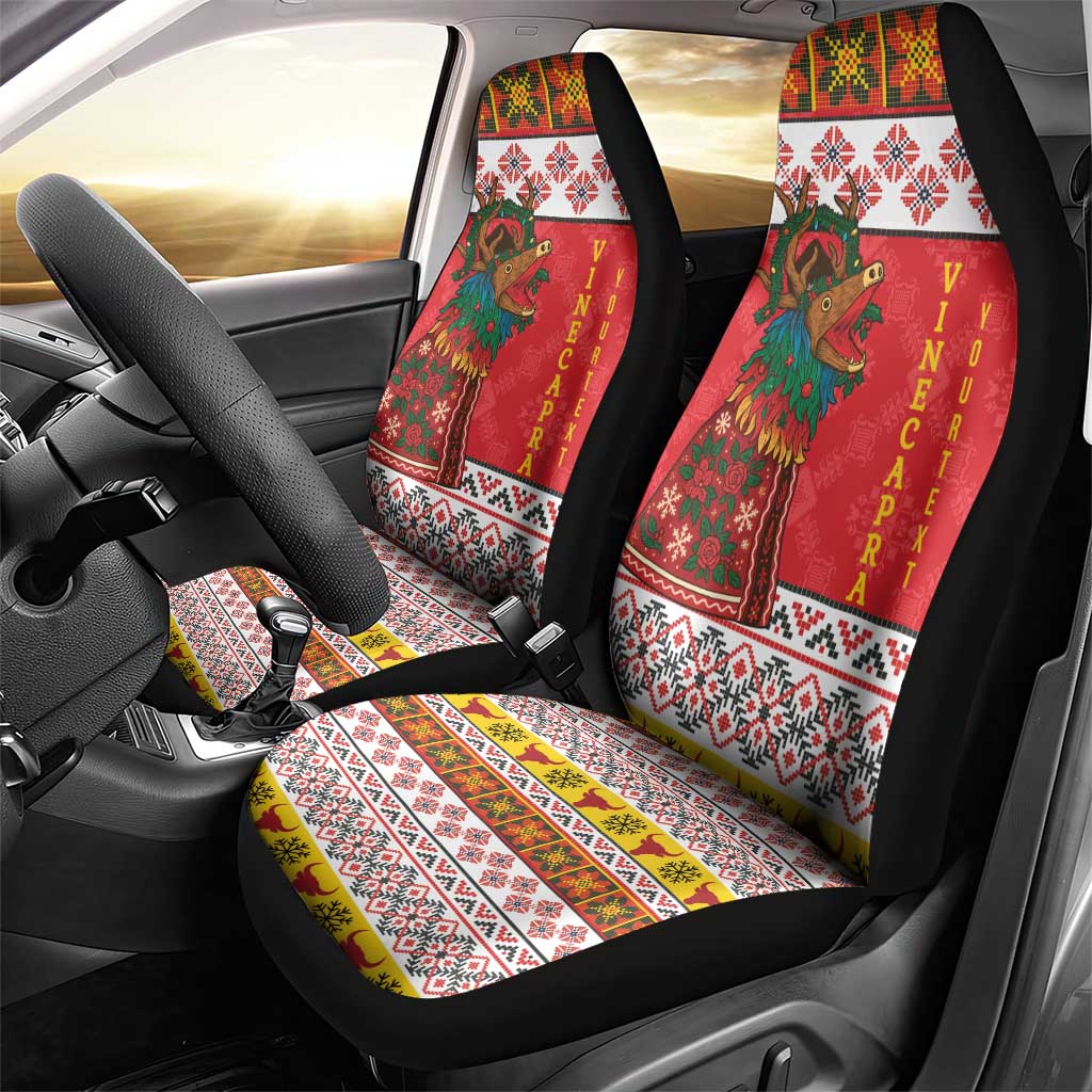Personalized Romania Christmas Car Seat Cover Romanian Carpet The Goat Dance - Wonder Print Shop