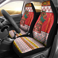 Personalized Romania Christmas Car Seat Cover Romanian Carpet The Goat Dance - Wonder Print Shop