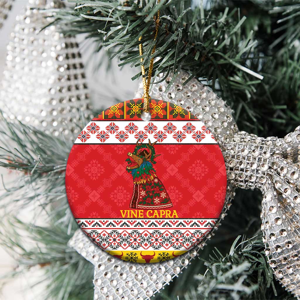Personalized Romania Christmas Ceramic Ornament Romanian Carpet The Goat Dance - Wonder Print Shop