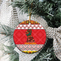 Personalized Romania Christmas Ceramic Ornament Romanian Carpet The Goat Dance - Wonder Print Shop