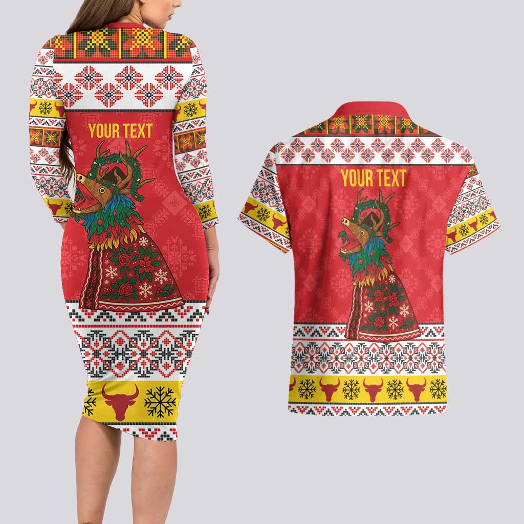 Personalized Romania Christmas Couples Matching Long Sleeve Bodycon Dress and Hawaiian Shirt Romanian Carpet The Goat Dance - Wonder Print Shop