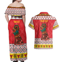 Personalized Romania Christmas Couples Matching Off Shoulder Maxi Dress and Hawaiian Shirt Romanian Carpet The Goat Dance - Wonder Print Shop