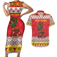 Personalized Romania Christmas Couples Matching Short Sleeve Bodycon Dress and Hawaiian Shirt Romanian Carpet The Goat Dance - Wonder Print Shop