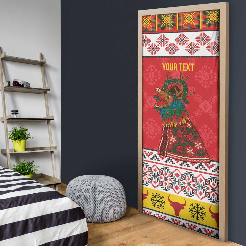 Personalized Romania Christmas Door Cover Romanian Carpet The Goat Dance - Wonder Print Shop