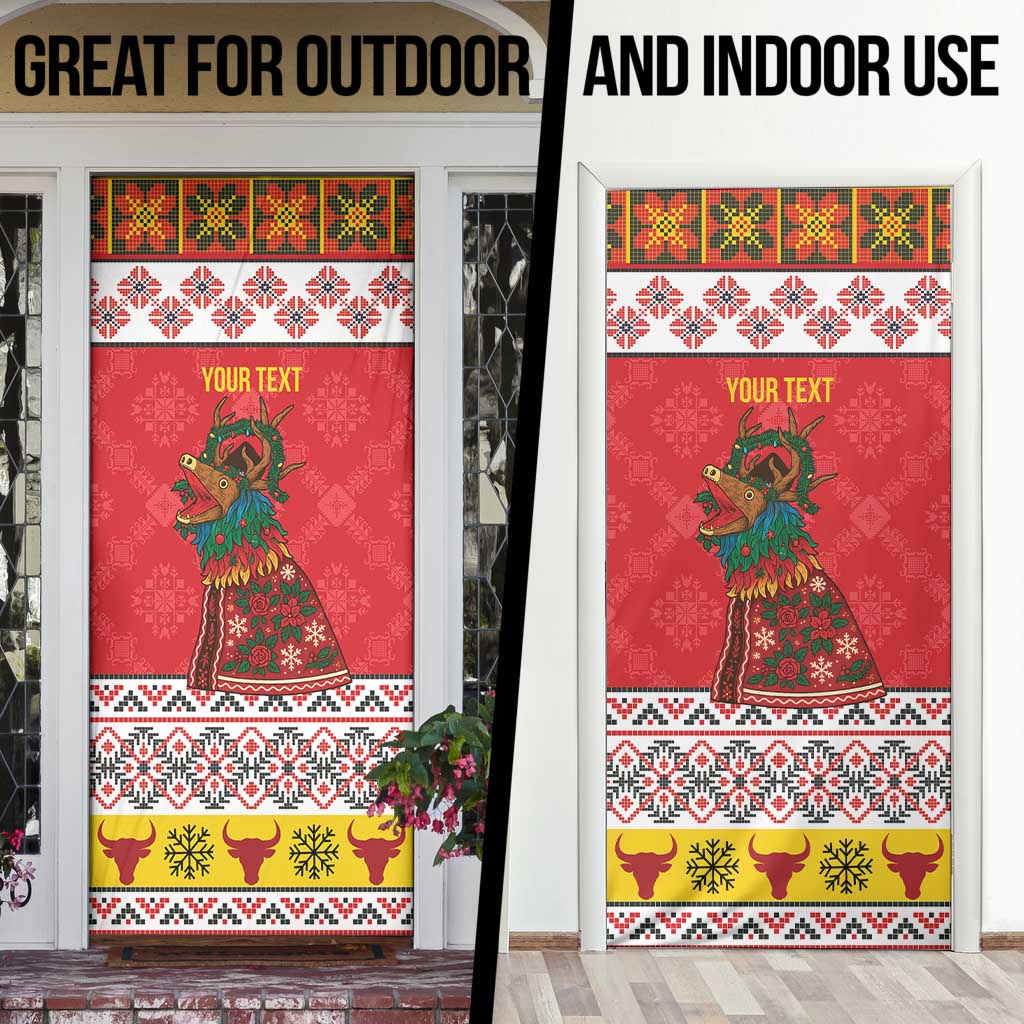 Personalized Romania Christmas Door Cover Romanian Carpet The Goat Dance - Wonder Print Shop