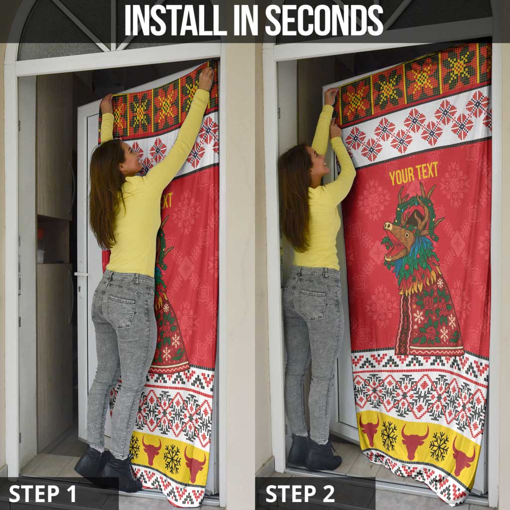 Personalized Romania Christmas Door Cover Romanian Carpet The Goat Dance - Wonder Print Shop