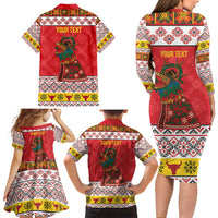 Personalized Romania Christmas Family Matching Long Sleeve Bodycon Dress and Hawaiian Shirt Romanian Carpet The Goat Dance - Wonder Print Shop
