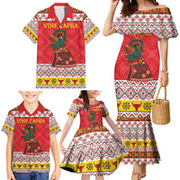 Personalized Romania Christmas Family Matching Mermaid Dress and Hawaiian Shirt Romanian Carpet The Goat Dance - Wonder Print Shop