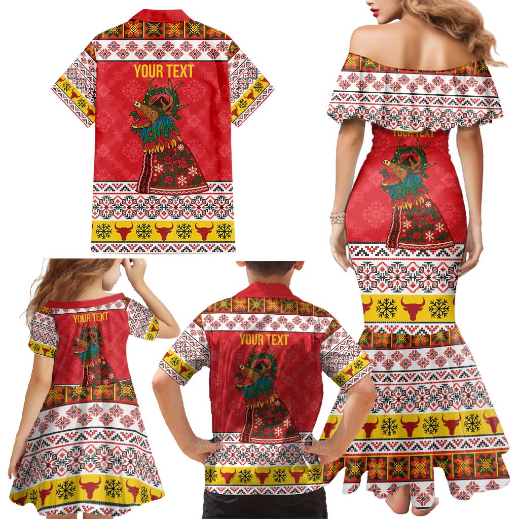 Personalized Romania Christmas Family Matching Mermaid Dress and Hawaiian Shirt Romanian Carpet The Goat Dance - Wonder Print Shop