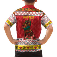Personalized Romania Christmas Family Matching Off The Shoulder Long Sleeve Dress and Hawaiian Shirt Romanian Carpet The Goat Dance - Wonder Print Shop