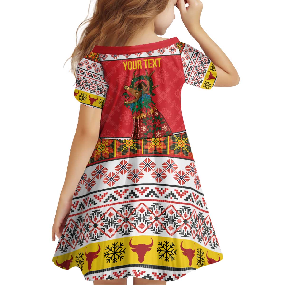 Personalized Romania Christmas Family Matching Off The Shoulder Long Sleeve Dress and Hawaiian Shirt Romanian Carpet The Goat Dance - Wonder Print Shop