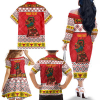 Personalized Romania Christmas Family Matching Off The Shoulder Long Sleeve Dress and Hawaiian Shirt Romanian Carpet The Goat Dance - Wonder Print Shop