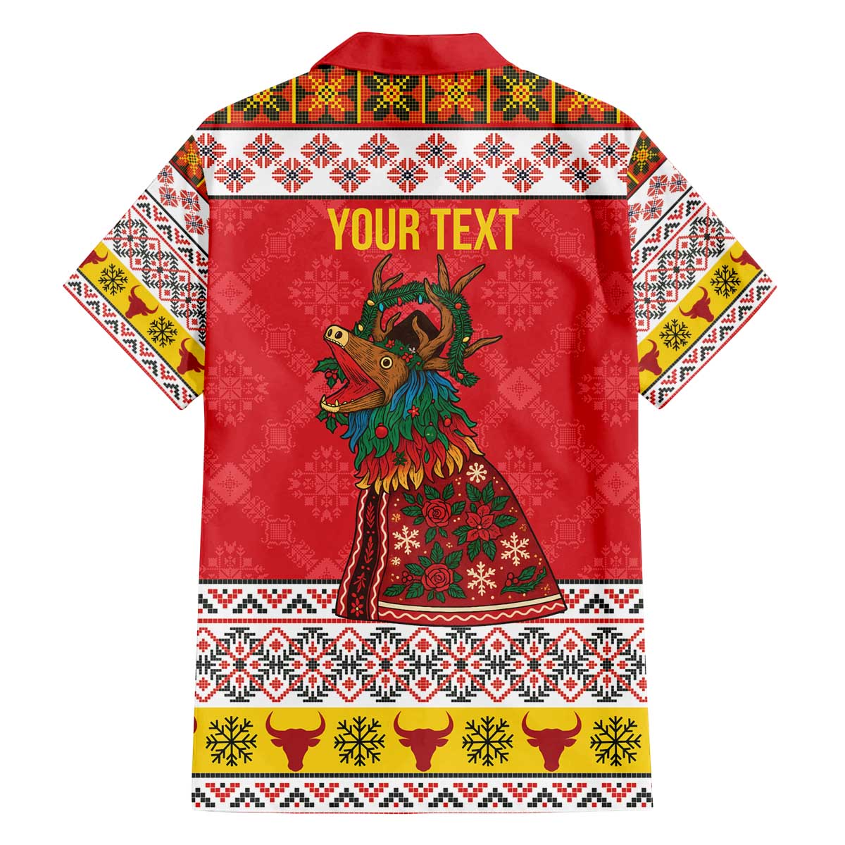 Personalized Romania Christmas Family Matching Off The Shoulder Long Sleeve Dress and Hawaiian Shirt Romanian Carpet The Goat Dance - Wonder Print Shop