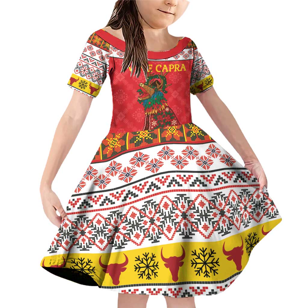 Personalized Romania Christmas Family Matching Off Shoulder Short Dress and Hawaiian Shirt Romanian Carpet The Goat Dance - Wonder Print Shop