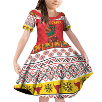 Personalized Romania Christmas Family Matching Off Shoulder Short Dress and Hawaiian Shirt Romanian Carpet The Goat Dance - Wonder Print Shop