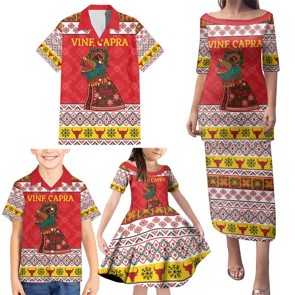 Personalized Romania Christmas Family Matching Puletasi and Hawaiian Shirt Romanian Carpet The Goat Dance - Wonder Print Shop